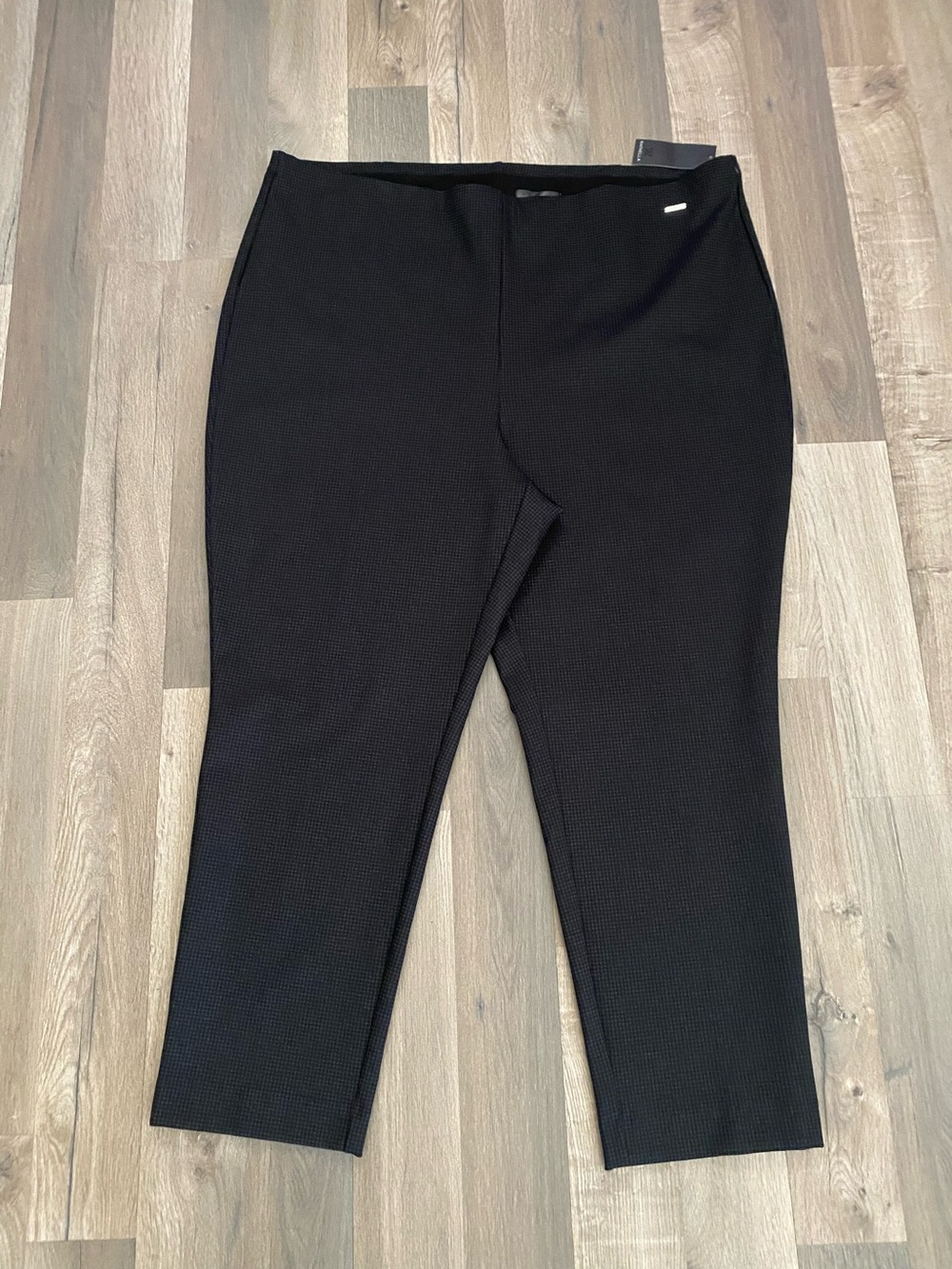 Rafaella Pull On Pant 3X Black Checkered Slim Ankle Leg Fit Stretch  Ponte New